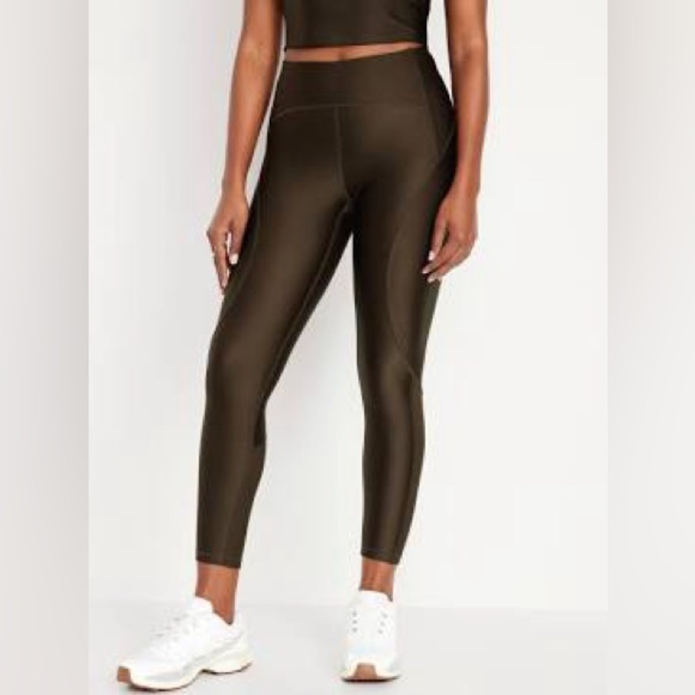 Old Navy Athletics High Waisted Powersoft 7/8 Shine Leggings